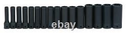 1/2 Drive 6 Point Impact Deep Socket Set 16pcs Supertorque Black Finish With