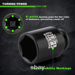 1/2 Drive Deep 6-Point Impact Socket Set, 11-Piece Standard SAE Spindle Axle