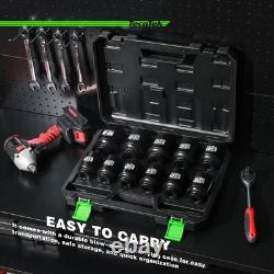 1/2 Drive Deep 6-Point Impact Socket Set, 11-Piece Standard SAE Spindle Axle