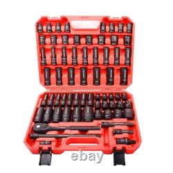1/2 Drive Impact Socket Set, 66-Piece 6 Point Deep&Standard Socket Set, CR-V