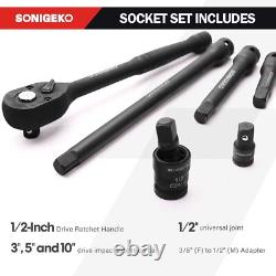 1/2 Drive Impact Socket Set, 66-Piece 6 Point Deep&Standard Socket Set, CR-V