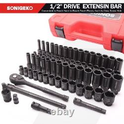 1/2 Drive Impact Socket Set, 66-Piece 6 Point Deep&Standard Socket Set, CR-V