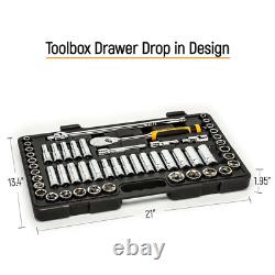 1/2 In. Drive 90-Tooth 6-Point Standard and Deep Sae/Metric Mechanics Tool Set