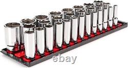 1/2 Inch Drive Deep 6-Point Socket Set with Rails, 29-Piece (10-38 mm)