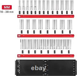 1/2 Inch Drive Deep 6-Point Socket Set with Rails, 29-Piece (10-38 mm)