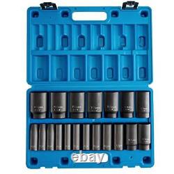 1/2 Inch Drive Deep 6point Impact Socket Set Sae Deep 19piece 3/8''11/2''crmo