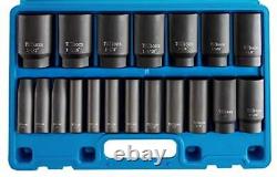 1/2 Inch Drive Deep 6point Impact Socket Set Sae Deep 19piece 3/8''11/2''crmo