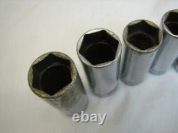 10 Pc Snap-On SAE 6-Point Deep Well 3/8 Drive Socket Set 5/16- 7/8