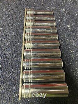 10 SNAP-ON TOOLS 1/2 DRIVE DEEP METRIC SOCKET SET 6 POINT 10 to 20 MM USA