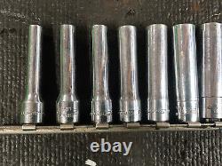 10 SNAP ON TOOLS 1/4 DRIVE DEEP 6 POINT SOCKET SET 3/16 to 9/16 USA