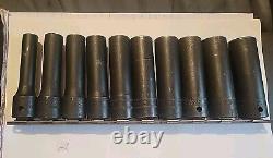 10 pc 1/2 Drive 6-Point Metric Flank Drive Deep Impact Socket Set (10-19 mm)