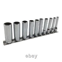 10pc Snap On Tools Deep Socket Set STMD 1/4 Drive 12 Point SAE Standard