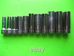 11 Pc Snap On Metric Deep Socket Set 9mm-19mm, 3/8 drive, 6 Point