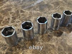 11 Piece Snap-On FSS 3/8 drive 6 Point Semi Deep SAE Socket Set 1/4 7/8