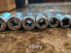 11 Piece Snap-On FSS 3/8 drive 6 Point Semi Deep SAE Socket Set 1/4 7/8