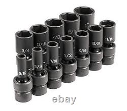 12 Pc. 3/8 Drive 6 Point SAE Semi-Deep Universal Socket Set GRY-1212USD