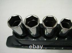 12 Pc Snap-On Metric 6-Point Deep Well 3/8 Drive Socket Set 8-19mm withTray