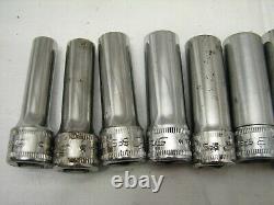 12 Pc Snap-On Metric 6-Point Deep Well 3/8 Drive Socket Set 8-19mm withTray