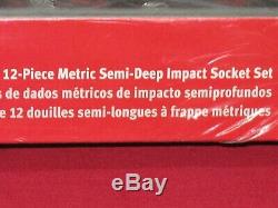 12 pc 1/2 Drive 6-Point MM Flank Drive Semi-Deep Impact Socket Set By SNAP-ON