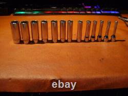 13 PIECE SET SNAP-ON TOOLS 1/4 DRIVE DEEP METRIC 6 POINT SOCKET SET 4 to 15 MM