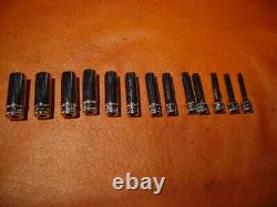 13 PIECE SET SNAP-ON TOOLS 1/4 DRIVE DEEP METRIC 6 POINT SOCKET SET 4 to 15 MM