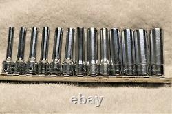 13 Snap On Tools Deep Sockets SAE & Metric 6 Point 1/4 drive