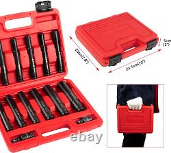 14 Piece 3/8 Drive 6 Point Deep Impact Socket Set, Including 12PCS Extra Long D