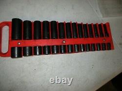 14 SNAP-ON TOOLS 3/8 DRIVE DEEP METRIC IMPACT SOCKET SET 6 POINT 8 to 24 MM USA