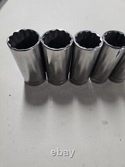 14pc Snap-on 1/2 drive 3/8 thru 1 1/4 12-point DEEP Socket Set 315SYA USED