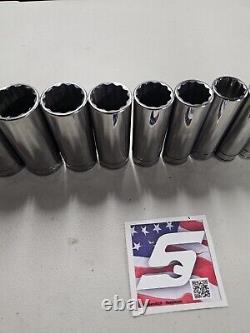 14pc Snap-on 1/2 drive 3/8 thru 1 1/4 12-point DEEP Socket Set 315SYA USED