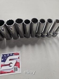 14pc Snap-on 1/2 drive 3/8 thru 1 1/4 12-point DEEP Socket Set 315SYA USED