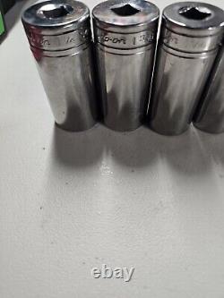 14pc Snap-on 1/2 drive 3/8 thru 1 1/4 12-point DEEP Socket Set 315SYA USED