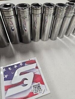 14pc Snap-on 1/2 drive 3/8 thru 1 1/4 12-point DEEP Socket Set 315SYA USED