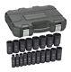 19 Pc. 1/2 Drive 6 Point Deep Sae Impact Socket Set