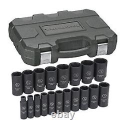 19 Pc. 1/2 Drive 6 Point Deep SAE Impact Socket Set