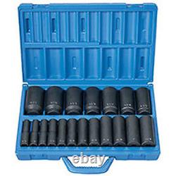 19 Pc. 1/2 Drive 6 Point SAE Deep Master Socket Set GRY-1319D Brand New