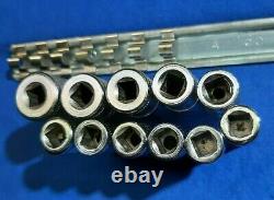 1979 Snap-On 1/4 drive METRIC deep 6 point socket set 11pcs 14mm 4mm 112STMM