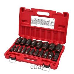 19PCSHOCKWAVE Impact Duty 1/2 Drive SAE Deep 6 Point Socket Set MLW49-66-7012