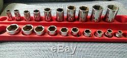 20pc SNAP ON 3/8 Drive 6-Point Deep & Shallow SAE Socket Set (1/4-7/8) withtray