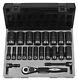 22-piece 1/2 In. Drive 6-point Sae Deep Duo Impact Socket Set Gry-82622d New