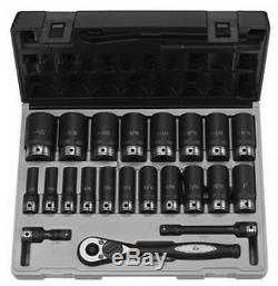 22-Piece 1/2 in. Drive 6-Point SAE Deep Duo Impact Socket Set GRY-82622D New