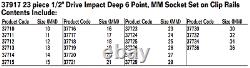 23 Piece 1/2 Drive Impact Deep 6-Point Socket Set, Metric, Williams 37917
