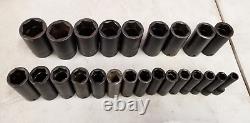 24 piece SNAP-ON 1/2 Drive 6 Point Deep Impact Metric Socket Set 10mm-36mm