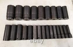 24 piece SNAP-ON 1/2 Drive 6 Point Deep Impact Metric Socket Set 10mm-36mm