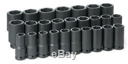 26-Piece 3/4 in. Drive 6-Point Metric Deep Impact Socket Set GRY-8026MD New