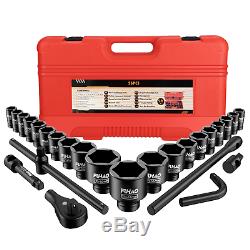 26PC 3/4 Inch Drive Deep Impact Socket Set 21-65mm 6 Point Metric Sockets USA