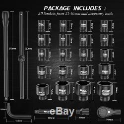 26PC 3/4 Inch Drive Deep Impact Socket Set 21-65mm 6 Point Metric Sockets USA