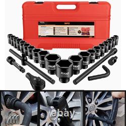 27Pcs 3/4 Inch Drive Heavy Duty Deep Impact Socket Set 21-65mm 6 Point Metric