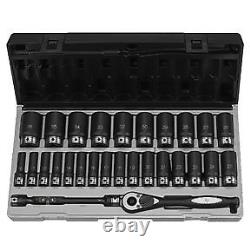 29-Piece 1/2 in. Drive 6-Point Metric Deep Duo Impact Socket Set GRY-82629MD