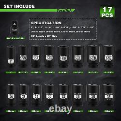 3/4 Drive Deep 6-Point Impact Socket Set, 17-Piece Jumbo Assortment, Cr-Mo, SAE